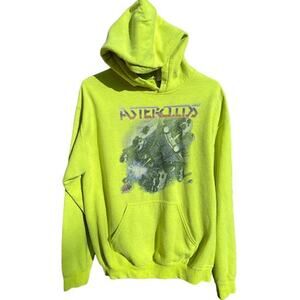 Asteroids Atari retro video games neon green hoodie sweatshirt Size Medium